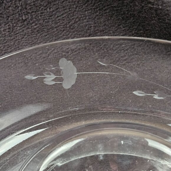 Princess House Chip And Dip Heritage Pattern Etched Floral Design Clear Crystal - Picture 2 of 8